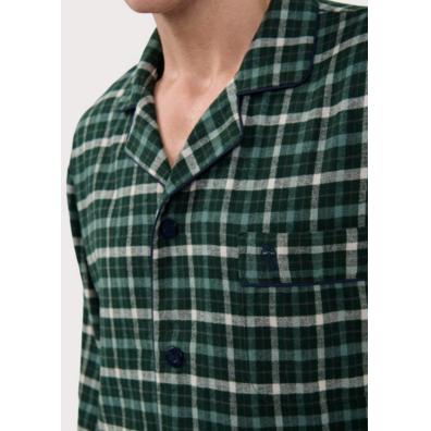 Pijama hombre franela cuadros EL Búho NOCTURNO Verde trébol