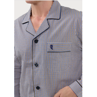 Pijama hombre tela algodón cuadros EL Búho NOCTURNO Beige