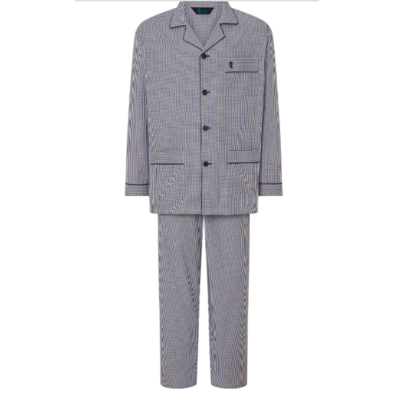 Pijama hombre tela algodón cuadros EL Búho NOCTURNO Beige