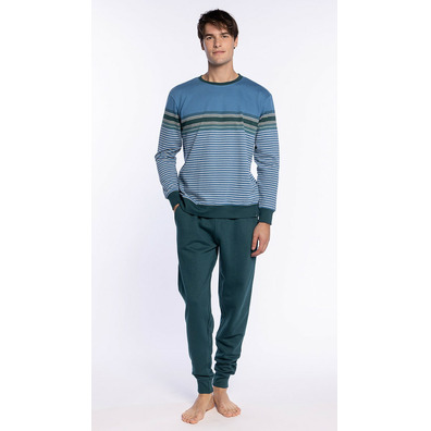 Pijama hombre algodón puño PUNTO BLANCO Verde