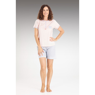 Pijama mujer corto algodón PETTRUS Rosa palo