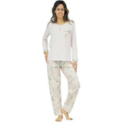 Pijama mujer algodón largo verano SÓNIA Rosa palo