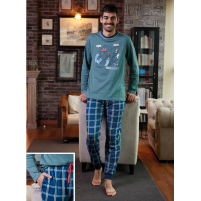 Pijama hombre puño galos cómic PIJAMAS CUE Verde