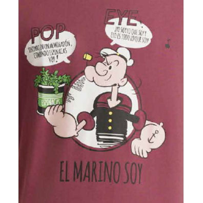 Pijama hombre corto algodón popeye PIJAMAS CUE Granate