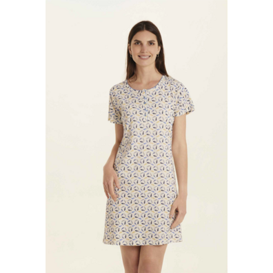 Camisón manga corta algodón peces PIJAMAS CUE Celeste