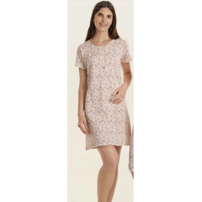 Camisón manga corta algodón topitos PIJAMAS CUE Fucsia