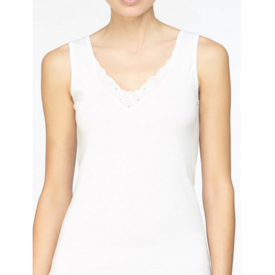 Camiseta algodón bordado escote Avet Blanco