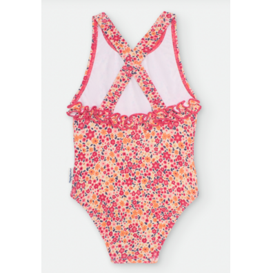 Bañador niña cruzado flores Waterlemon Rojo