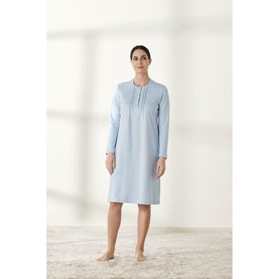  Camisón mujer manga larga algodón liso BELTY Celeste