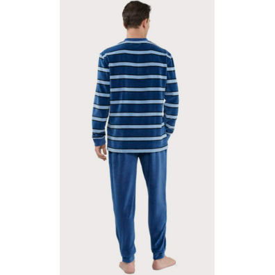 Pijama hombre terciopelo tapeta  EL Búho NOCTURNO Azul
