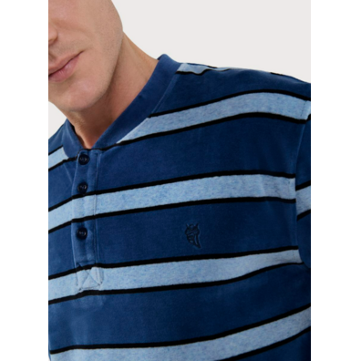 Pijama hombre terciopelo tapeta  EL Búho NOCTURNO Azul