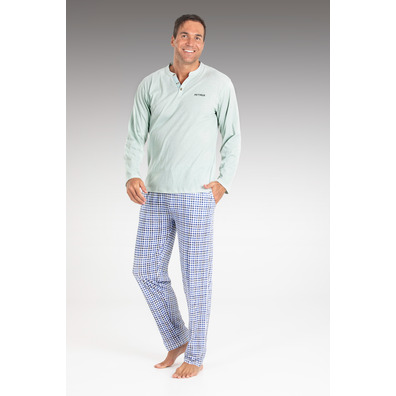 Pijama hombre largo verano algodón PETTRUS Verde agua