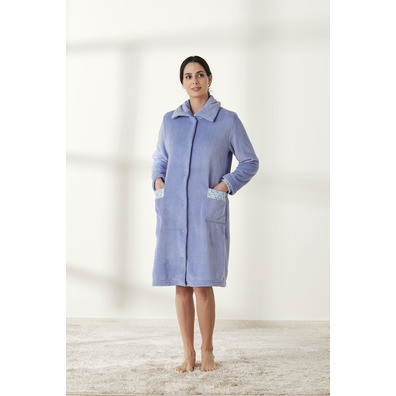 Bata mujer botones con cuello BELTY Celeste