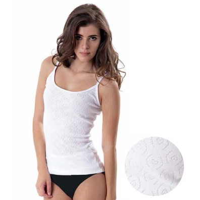 Camiseta mujer tirante calada LARA Blanco