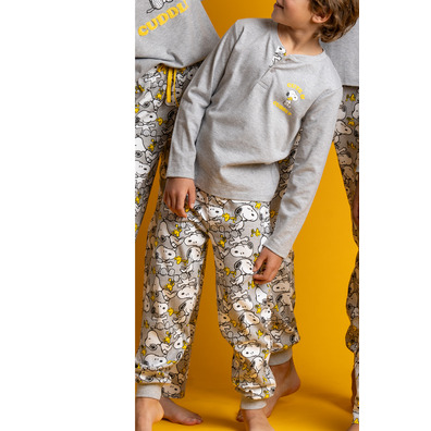 Pijama niño algodón tapeta puño Aznar Innova Gris
