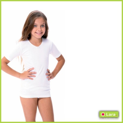 Camiseta niña manga corta Algodón térmico LARA Blanco