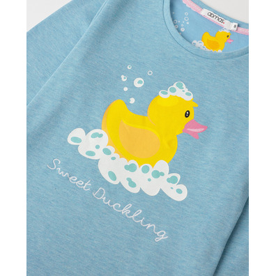 Pijama niña algodón puño pollito Aznar Innova Celeste