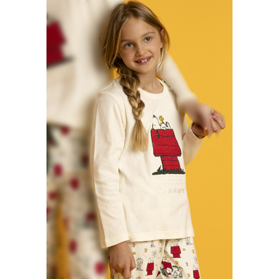 Pijama niña algodón Snoopy Aznar Innova Crema