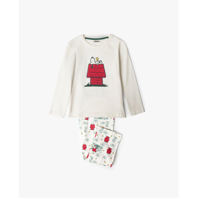 Pijama niña algodón Snoopy Aznar Innova Crema