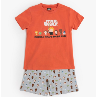 Pijama niño corto algodón star wars Aznar Innova Naranja