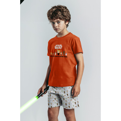 Pijama niño corto algodón star wars Aznar Innova Naranja