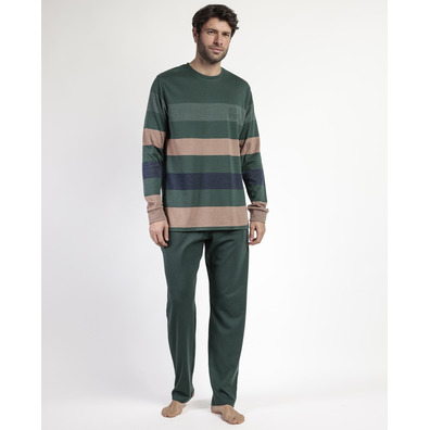 Pijama hombre algodón bolsillo pantalón Aznar Innova Verde