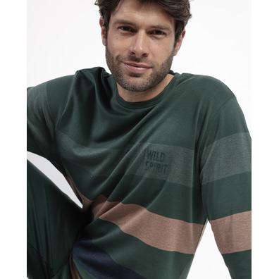 Pijama hombre algodón bolsillo pantalón Aznar Innova Verde