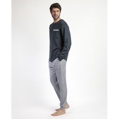 Pijama hombre algodón tapeta puño  Aznar Innova Marengo