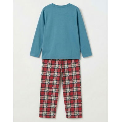 Pijama niño algodón snoopy cuadros Aznar Innova Azul