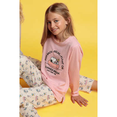 Pijama niña largo algodón snoopy Aznar Innova Rosa