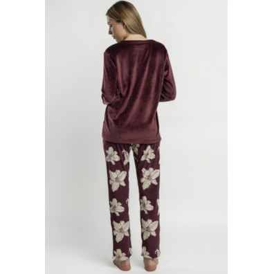 Pijama mujer terciopelo térmico pico Aznar Innova Burdeos