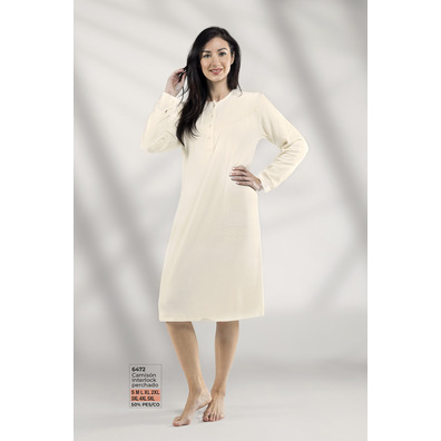 Camisón mujer manga larga liso LIN Celeste