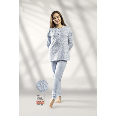 Pijama mujer flores LIN Celeste