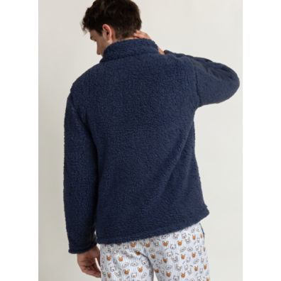 Bata hombre corta borreguillo cremallera Aznar Innova Marrón