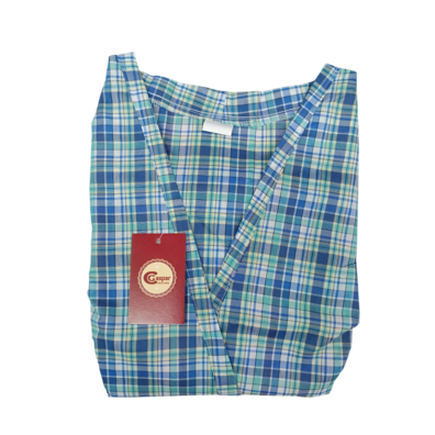 Mandilón mujer sisa botones bolsillos. Cuadros GASPAR Azul/Verde