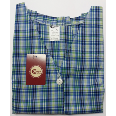 Mandilón mujer sisa botones bolsillos. Cuadros GASPAR Verde agua