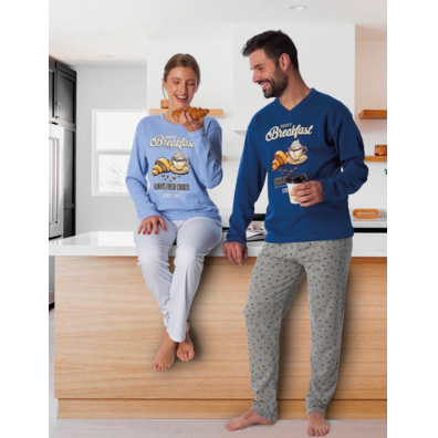 Pijama hombre desayuno DORMEN Azul
