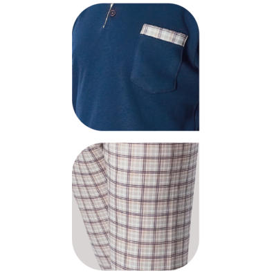 Pijama hombre algodón pantalón cuadro DORMEN Verde crudo