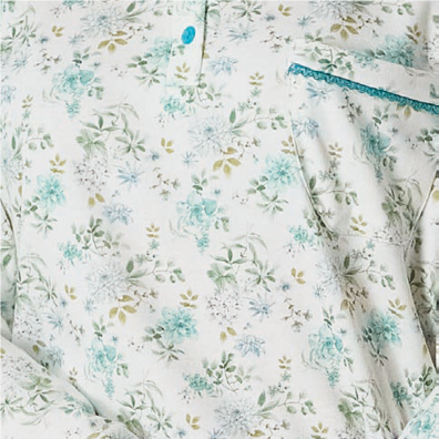 Pijama mujer algodón flores LENISS Turquesa