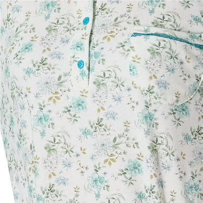 Camisón mujer manga larga algodón LENISS Turquesa