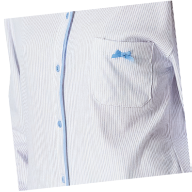 Pijama mujer abierto algodón cuello LENISS Celeste