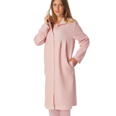 Bata mujer guateada botones corazones LENISS Rosa