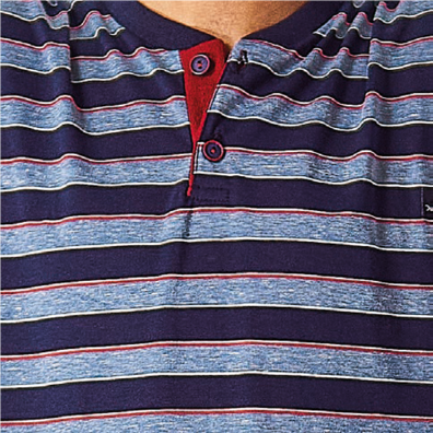 Pijama hombre largo verano listas DORMEN Marino