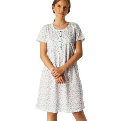 Camisón mujer manga corta algodón LENISS Celeste
