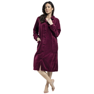 Bata mujer botones lisa coralina LIN Burdeos