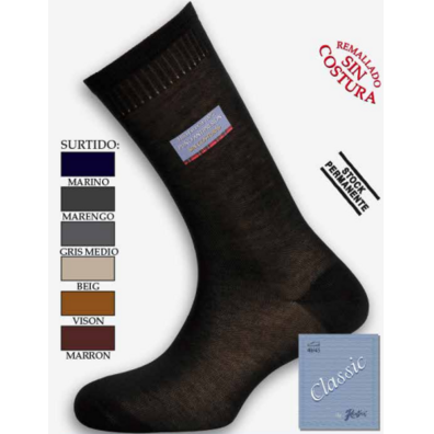 Calcetín hombre hilo de escocia liso RODFER Negro