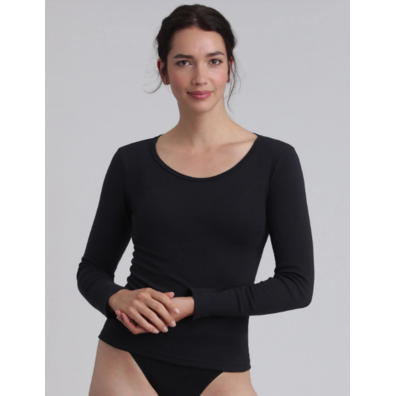 Camiseta mujer manga larga algodón Playtex Negro
