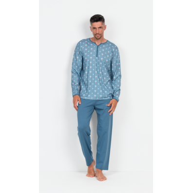 Pijama hombre largo algodón tapeta FIGFORT Azul/Verde