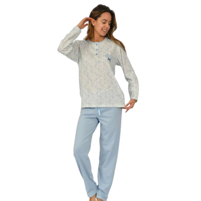 Pijama mujer tapeta corazones SÓNIA Celeste