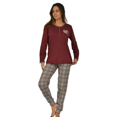 Pijama mujer tapeta corazón SÓNIA Granate